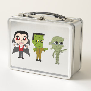 Chibi vampire, monster, and mummy  metal lunch box