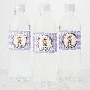 Chibi Witch One 1st Birthday Invitation Watercolor Water Bottle Label