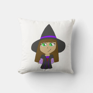 chibi witch  throw pillow