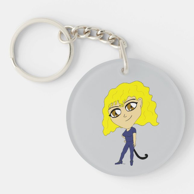 Chibi with a cat like tail keychain (Front)