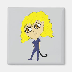 Chibi with a cat like tail magnet