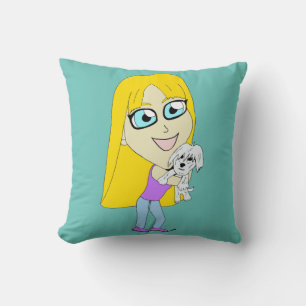 Chibi with a pup throw pillow