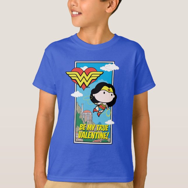 Chibi Wonder Woman - Be My True Valentine T-Shirt (Front)