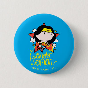 Chibi Wonder Woman Flying With Lasso 2 Inch Round Button