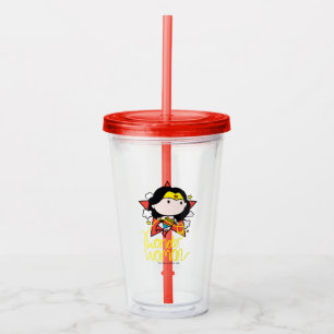 Chibi Wonder Woman Flying With Lasso Acrylic Tumbler