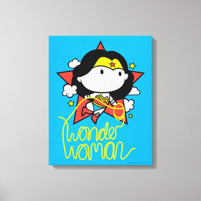 Chibi Wonder Woman Flying With Lasso Canvas Print (Front)
