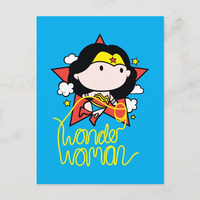 Chibi Wonder Woman Flying With Lasso Postcard (Front)