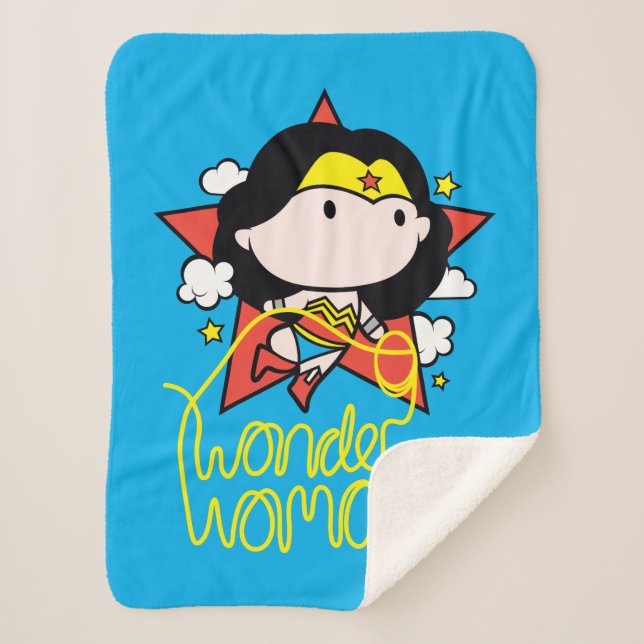 Chibi Wonder Woman Flying With Lasso Sherpa Blanket (Front)