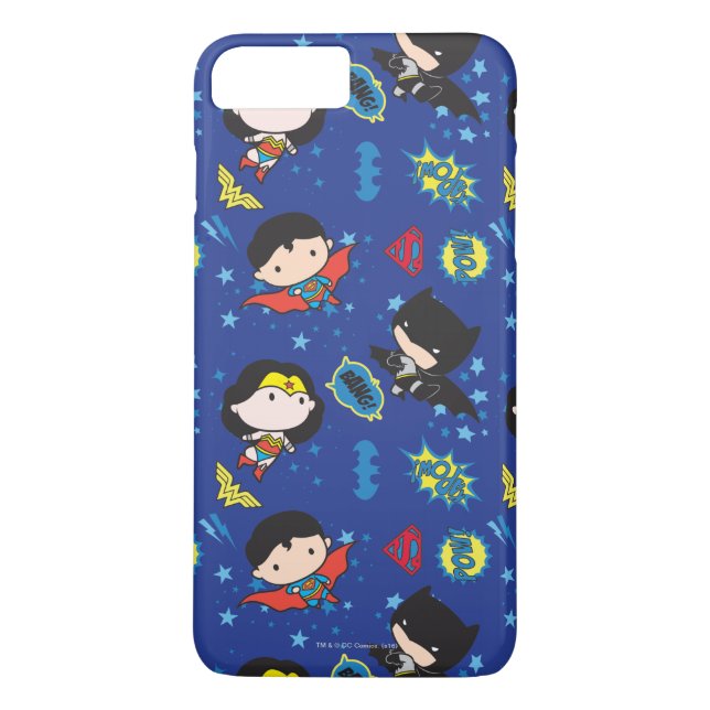 Chibi Wonder Woman, Superman, and Batman Pattern Case-Mate iPhone Case (Back)