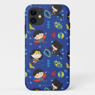 Chibi Wonder Woman, Superman, and Batman Pattern iPhone 11 Case