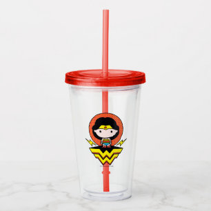 Chibi Wonder Woman With Polka Dots and Logo Acrylic Tumbler
