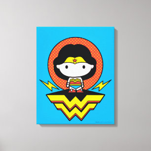 Chibi Wonder Woman With Polka Dots and Logo Canvas Print