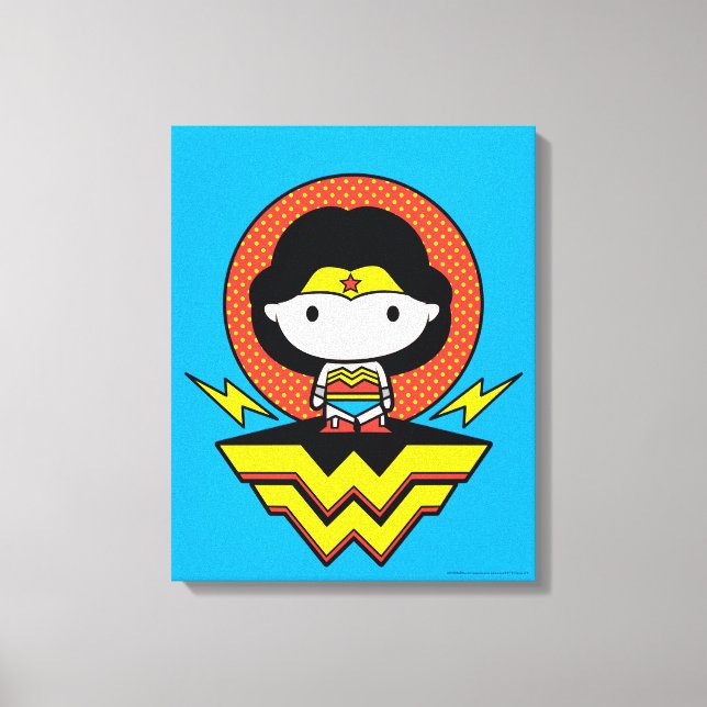Chibi Wonder Woman With Polka Dots and Logo Canvas Print (Front)
