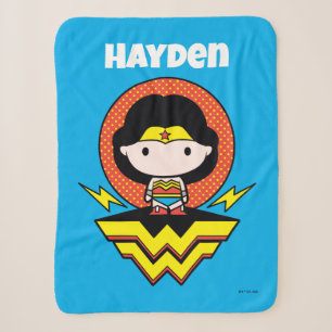Chibi Wonder Woman With Polka Dots and Logo Sherpa Blanket