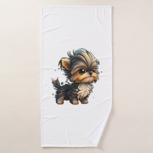 Chibi Yorkshire Terrier Bath Towel