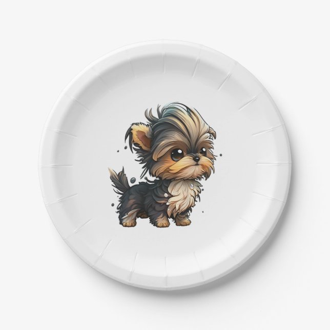 Chibi Yorkshire Terrier Paper Plate (Front)