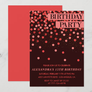 Chic 13th birthday invitations Party Confetti
