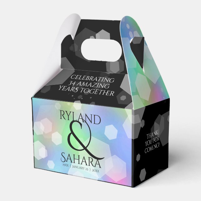 Chic 14th 24th 34th 43rd Opal Wedding Anniversary Favor Box (Front Side)