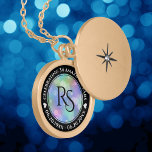 Chic 14th 24th 34th 43rd Opal Wedding Anniversary Gold Plated Necklace<br><div class="desc">Celebrate the 14th, 24th, 34th, or 43rd wedding anniversary with this commemorative locket! Elegant black and white lettering with hexagonal confetti on an iridescent opal background add a memorable touch for this special occasion and (extraordinary) milestone. Customize with couple's initials, a special message, and dates for their opal anniversary. Design...</div>