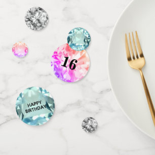 Chic 15th 16th Birthday Gemstones Confetti