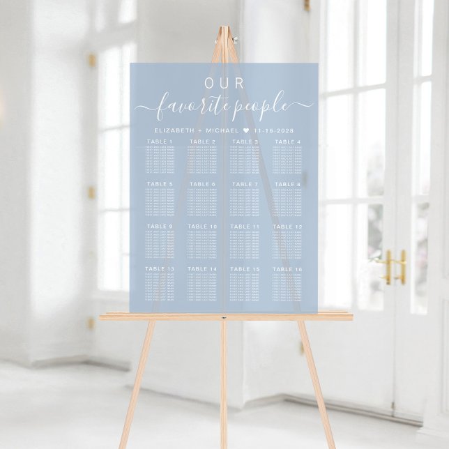 Chic 16 Table Dusty Blue Mariage Siège Frosted (Créateur téléchargé)