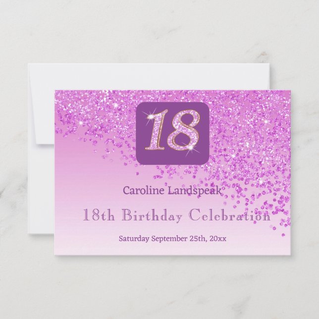 Chic 18 Birthday Pink Glitter RSVP (Front)