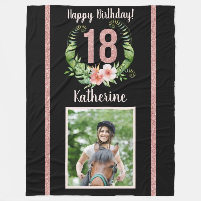 Chic 18th Birthday Photo Fleece  Blanket (Front)