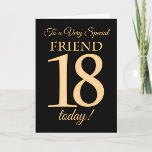 Chic 18th Gold-effect on Black for Friend Birthday Card