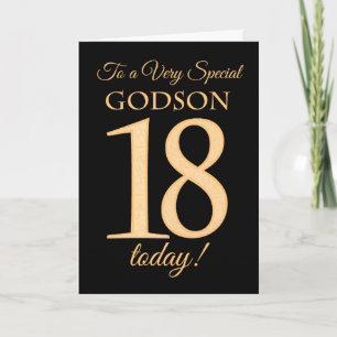 Chic 18th Gold-effect on Black for Godson Birthday Card