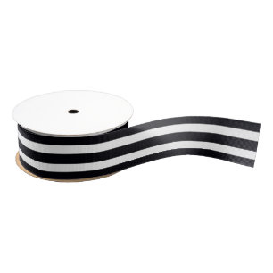Chic 1.5" Black And White Striped  Grosgrain Ribbon
