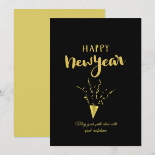 Chic 2026 New Year' Eve Party Gold Glitter Black Holiday Card