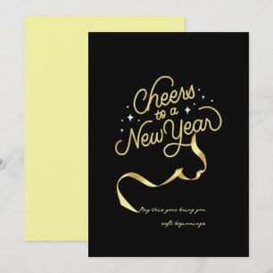Chic 2026 New Year' Eve Party Gold Glitter Black Holiday Card
