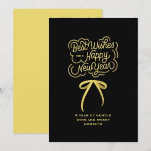 Chic 2026 New Year' Eve Party Gold Glitter Black Holiday Card