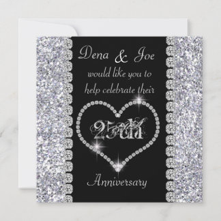 Chic 25th Anniversary Invitation BLING