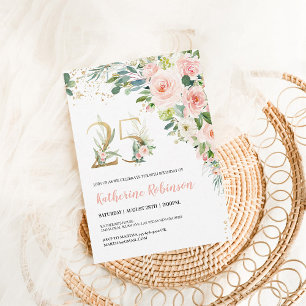 Chic 25th Birthday Invite for Her   Pink & Gold