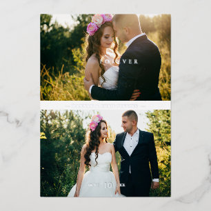 Chic 2 Photos Bride & Groom Collage Hand Lettered 