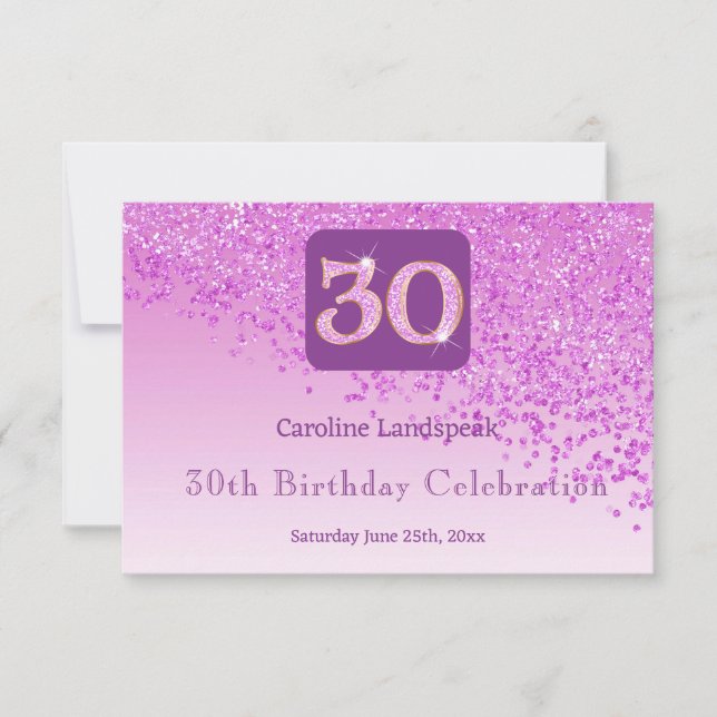 Chic 30 Birthday Pink Glitter RSVP Card (Front)