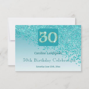 Chic 30 Birthday Teal Blue Glitter RSVP