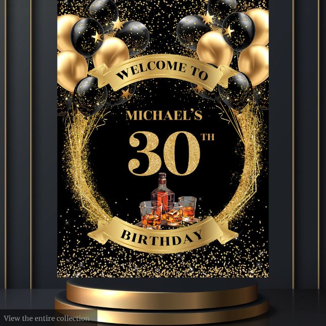 Chic 30th Man Birthday Whiskey Event Tapestry (Chic 30th Man Birthday Whiskey Event Tapestry)
