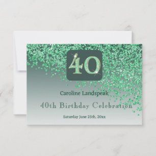 Chic 40 Birthday Green Glitter RSVP