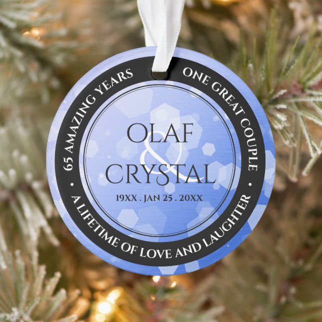 Chic 45th 51st 65th Sapphire Wedding Anniversary Ornament (Tree)