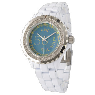 Chic 50 and Fabulous Blue Gold Glittery 50th Watch
