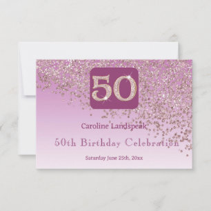Chic 50 Birthday Rose Gold Glitter RSVP Card
