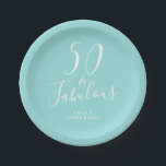 Chic 50 Fabulous Blue 50th Birthday Paper Plate<br><div class="desc">Celebrate turning 50 in style with this modern blue 50th birthday design, a chic 50th birthday paper plate you can simply personalize for your fiftieth birthday party celebration. The words fifty and fabulous are set using elegant script calligraphy and modern typography. If you need any help or matching products, please...</div>