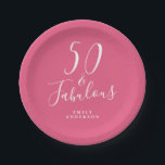 Chic 50 Fabulous Hot Pink 50th Birthday Paper Plate<br><div class="desc">Celebrate turning 50 in style with this modern hot pink 50th birthday design, a chic 50th birthday paper plate you can simply personalize for your fiftieth birthday party celebration. The words fifty and fabulous are set using elegant script calligraphy and modern typography. If you need any help or matching products,...</div>
