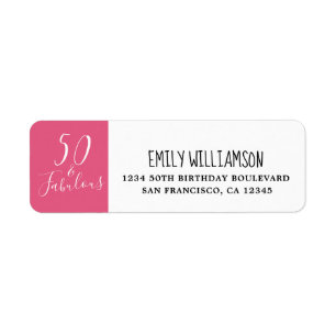Chic 50 Fabulous Hot Pink 50th Return Address