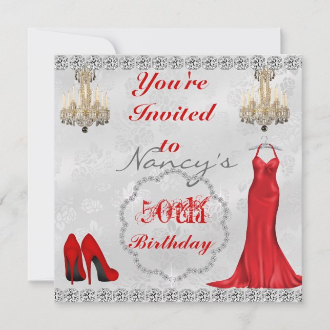 Chic 50e Invitation à l'anniversaire de la concept (Devant)