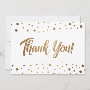 Chic 50th birthday faux gold confetti thank you ca card