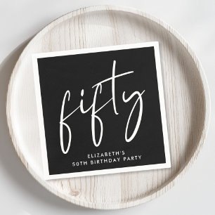 Chic 50th Birthday Party Black Napkin