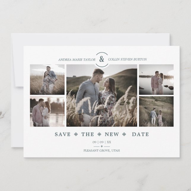 Chic 5 Custom Photos Minimalist New Date Wedding (Front)